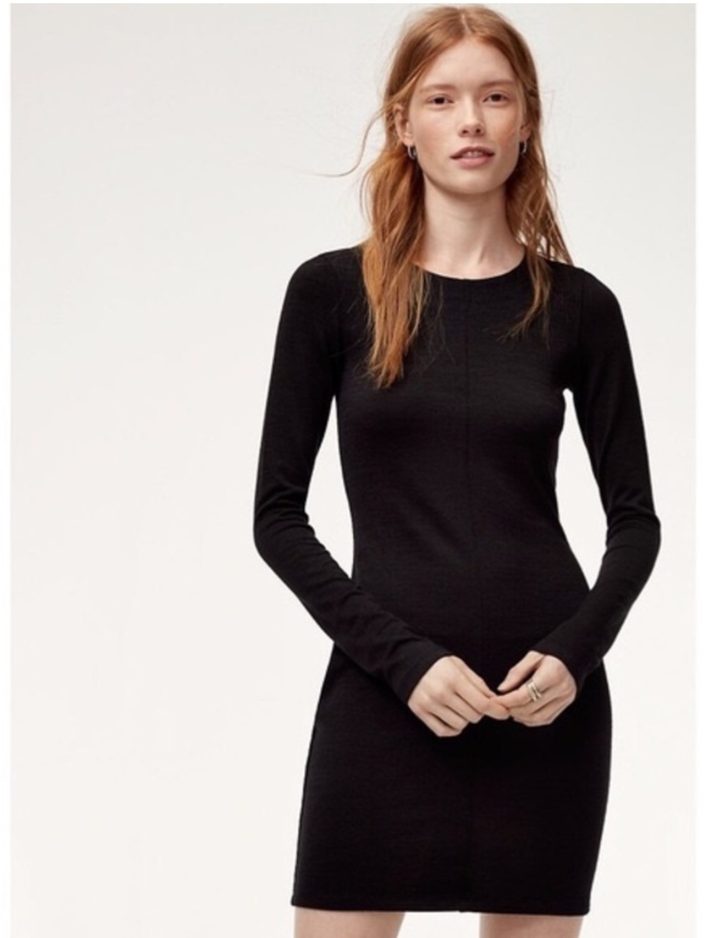 Wilfred Free Black Long-Sleeve Bodycon Fitted Knit Dress